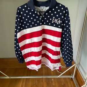Vintage 90s e.b.g.b Stars & Stripes Rugby Polo Size Small.
